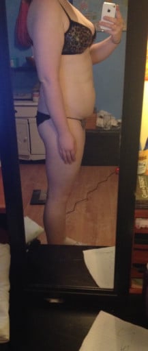 A photo of a 5'7" woman showing a snapshot of 167 pounds at a height of 5'7