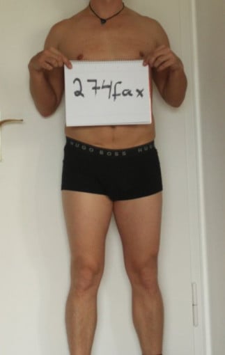 A picture of a 5'11" male showing a snapshot of 169 pounds at a height of 5'11