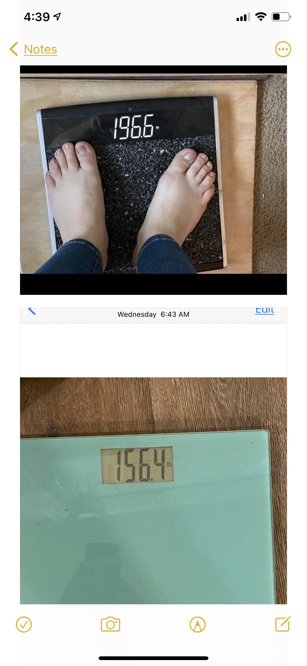 Before and After 40 lbs Weight Loss 5'3 Female 196 lbs to 156 lbs