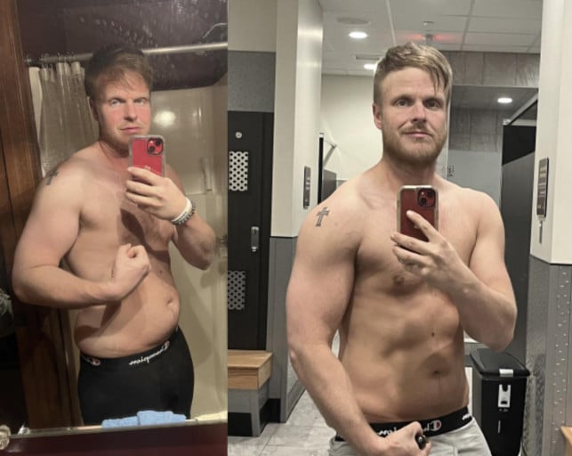 5 feet 10 Male 23 lbs Fat Loss Before and After 216 lbs to 193 lbs