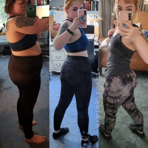 5 foot 2 Female Before and After 55 lbs Weight Loss 210 lbs to 155 lbs