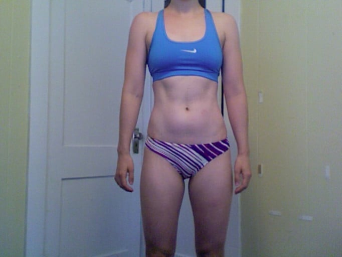 A progress pic of a 5'10" woman showing a snapshot of 148 pounds at a height of 5'10