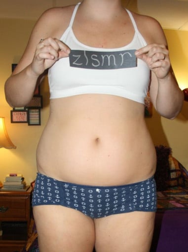 A progress pic of a 5'8" woman showing a snapshot of 180 pounds at a height of 5'8
