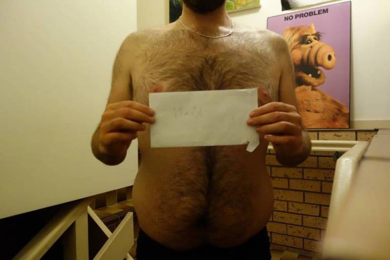A picture of a 6'4" male showing a snapshot of 268 pounds at a height of 6'4