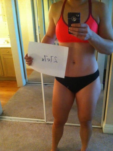 A picture of a 5'9" female showing a snapshot of 167 pounds at a height of 5'9