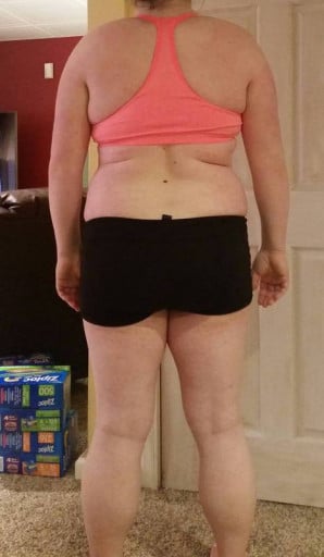 A picture of a 5'7" female showing a snapshot of 219 pounds at a height of 5'7