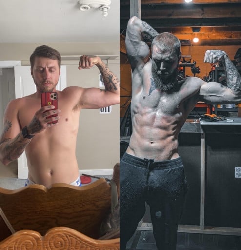 Before and After 25 lbs Weight Gain 5'9 Male 150 lbs to 175 lbs