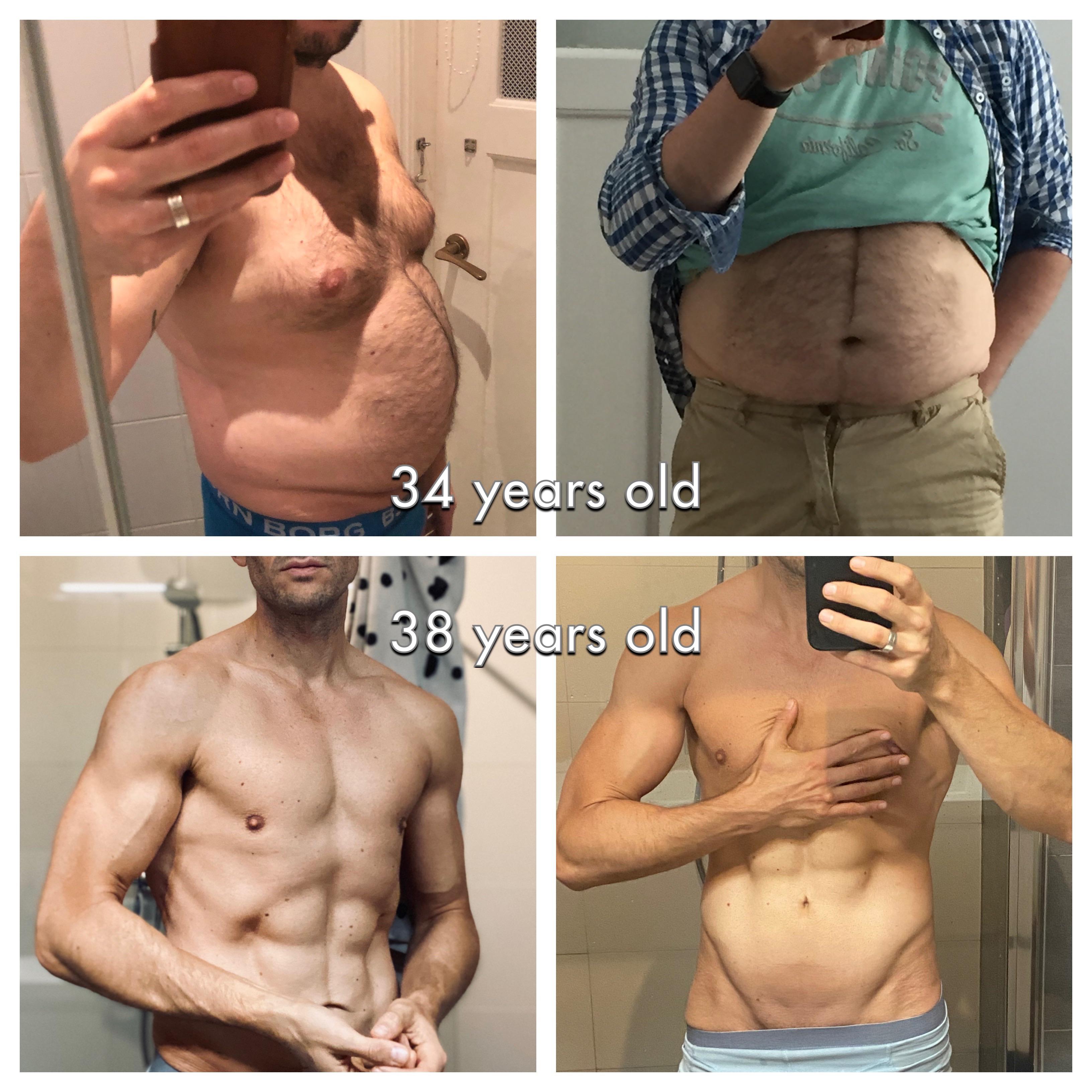 Before and After 77 lbs Fat Loss 5 feet 10 Male 220 lbs to 143 lbs