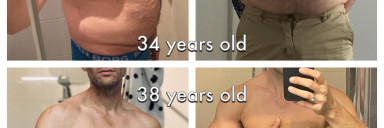 Before and After 77 lbs Fat Loss 5 feet 10 Male 220 lbs to 143 lbs