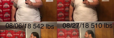 Before and After 32 lbs Fat Loss 6 foot 1 Male 542 lbs to 510 lbs
