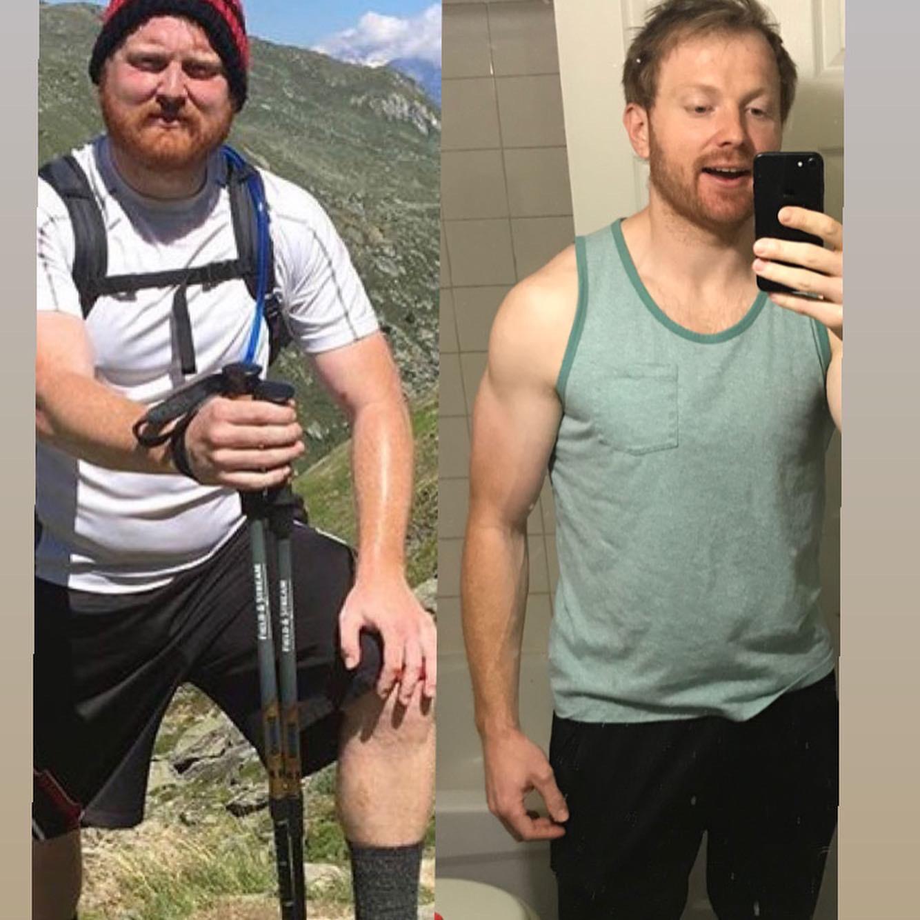 45 lbs Fat Loss Before and After 6 foot Male 230 lbs to 185 lbs