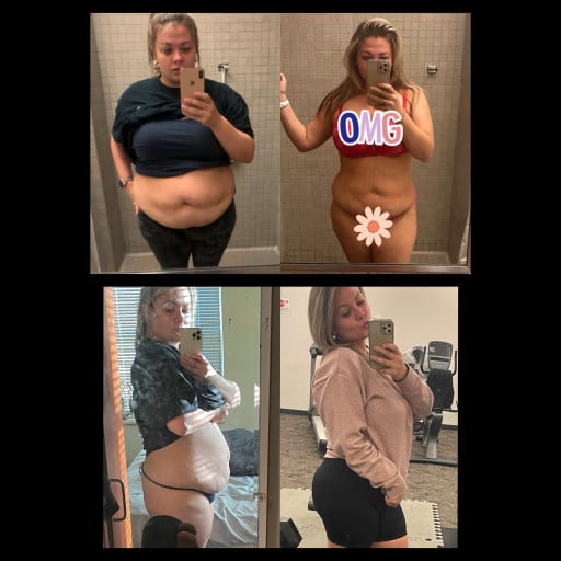45 lbs Fat Loss Before and After 5 feet 2 Female 220 lbs to 175 lbs