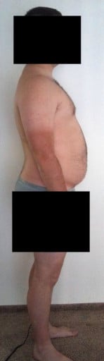 A before and after photo of a 6'3" male showing a snapshot of 259 pounds at a height of 6'3