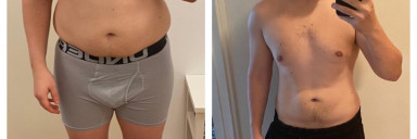 33 lbs Fat Loss Before and After 5 feet 7 Male 198 lbs to 165 lbs