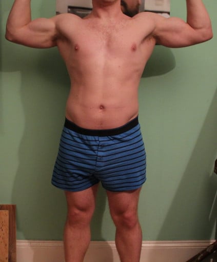 A progress pic of a 5'6" man showing a snapshot of 180 pounds at a height of 5'6