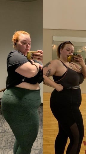 5 foot 3 Female Before and After 30 lbs Weight Loss 270 lbs to 240 lbs