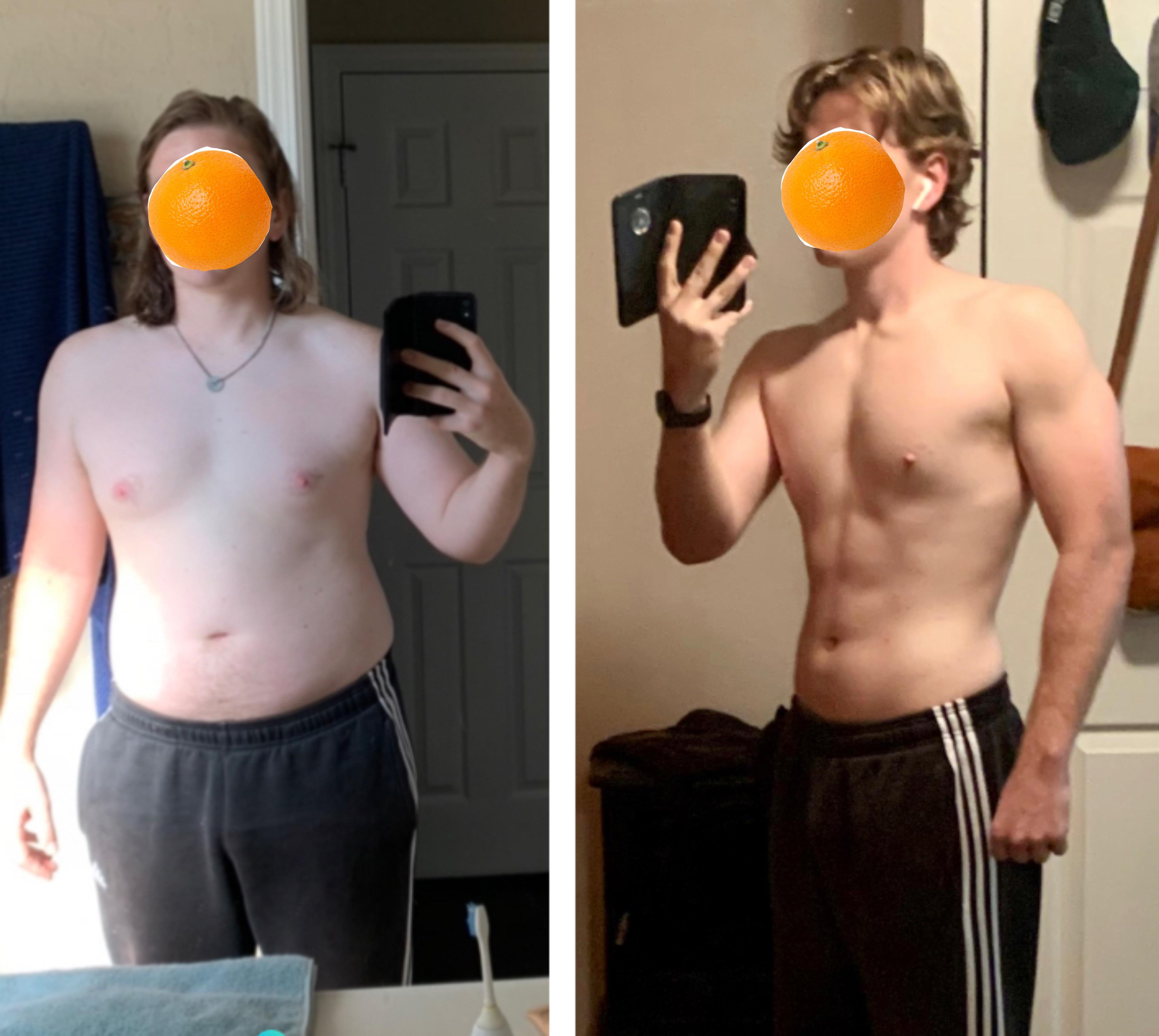 6 foot Male Before and After 50 lbs Weight Loss 220 lbs to 170 lbs