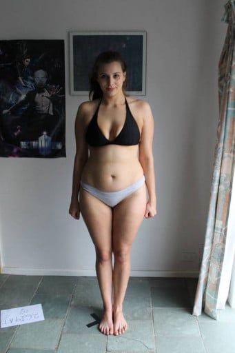 A progress pic of a 5'11" woman showing a snapshot of 177 pounds at a height of 5'11
