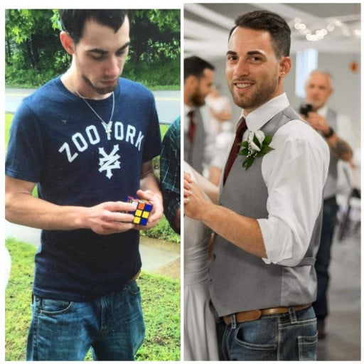 5 foot 9 Male Before and After 35 lbs Weight Gain 125 lbs to 160 lbs