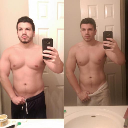 18 lbs Weight Loss Before and After 5 foot Male 198 lbs to 180 lbs