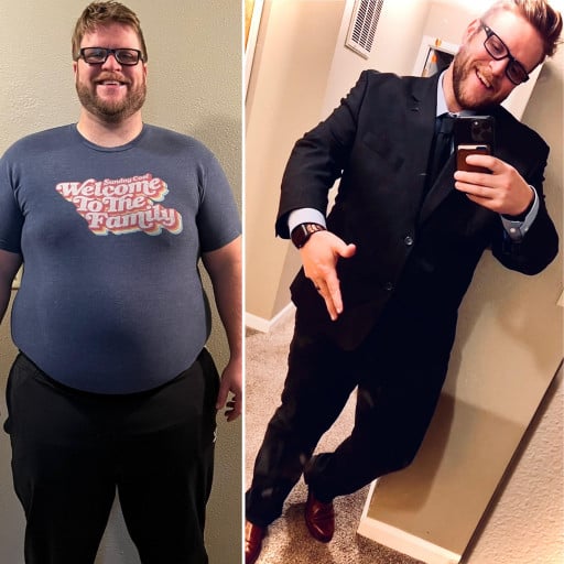 79 lbs Weight Loss Before and After 6 feet 1 Male 371 lbs to 292 lbs