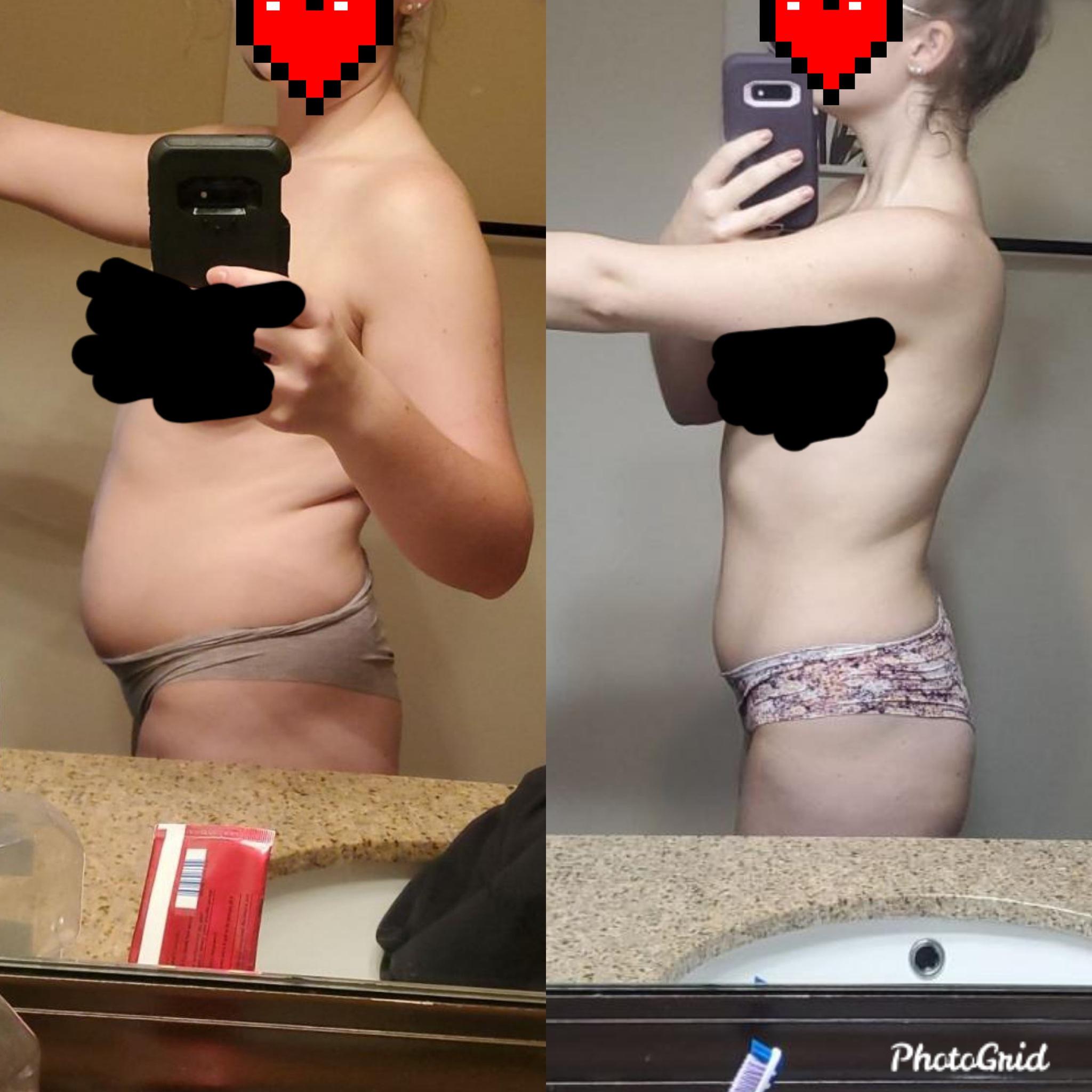 Before and After 21 lbs Weight Loss 5'2 Female 149 lbs to 128 lbs