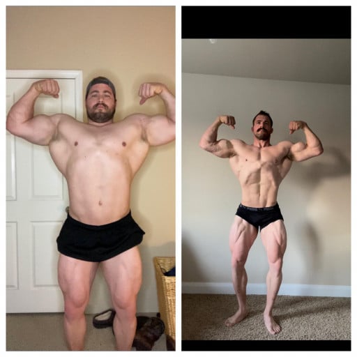 Before and After 56 lbs Weight Loss 6'2 Male 300 lbs to 244 lbs