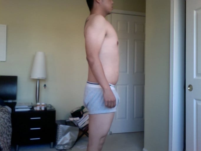 A picture of a 5'8" male showing a snapshot of 176 pounds at a height of 5'8