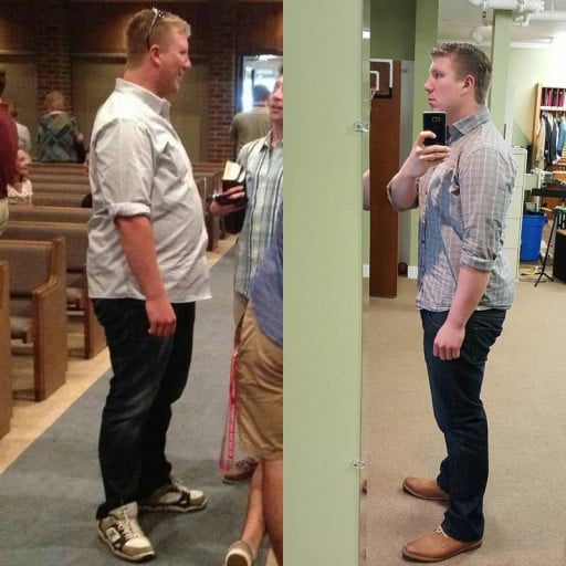 A photo of a 6'2" man showing a weight cut from 287 pounds to 239 pounds. A respectable loss of 48 pounds.