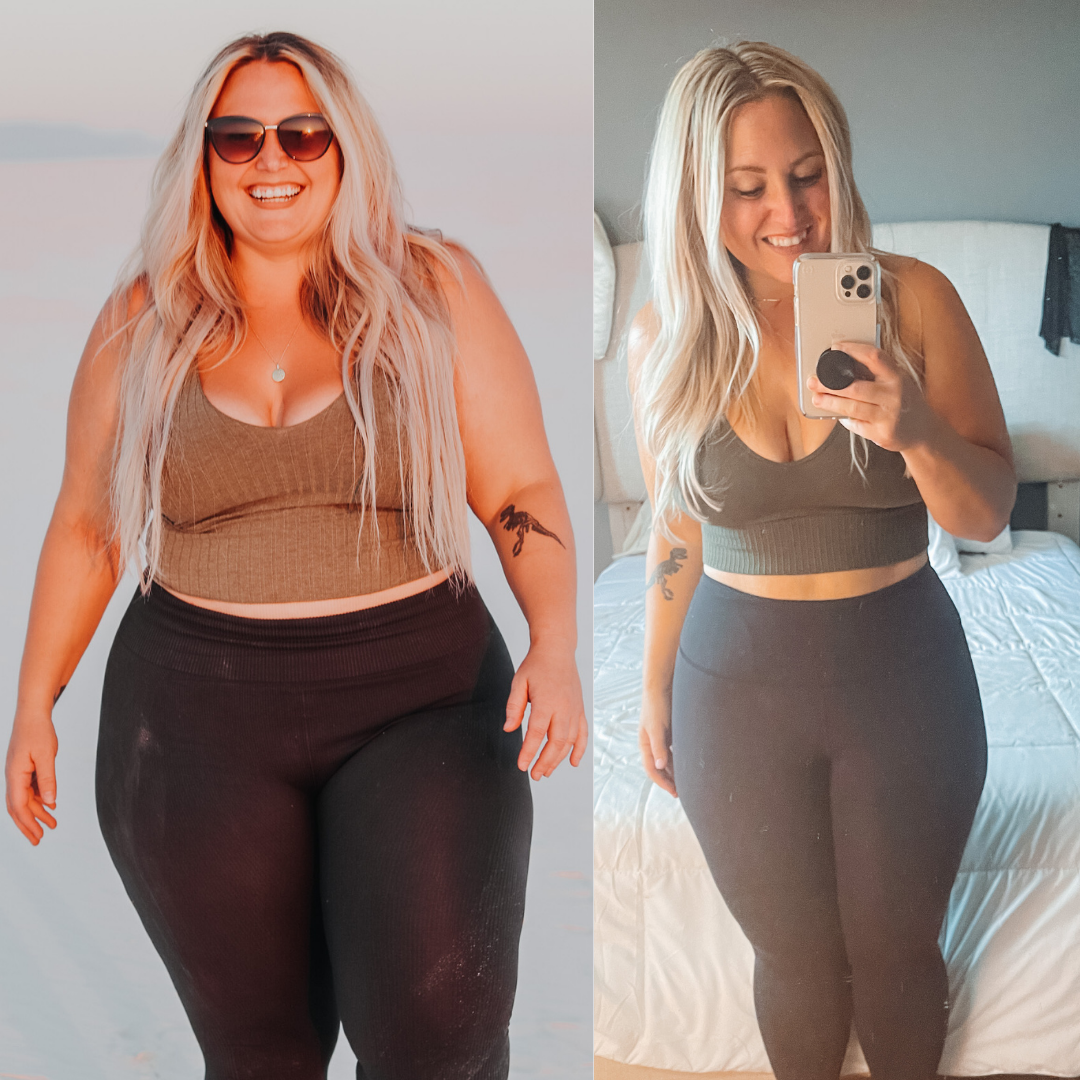 Before and After 65 lbs Fat Loss 5 foot 2 Female 251 lbs to 186 lbs