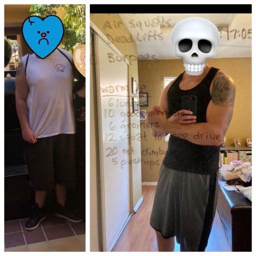 6 feet 1 Male Before and After 185 lbs Weight Loss 310 lbs to 125 lbs