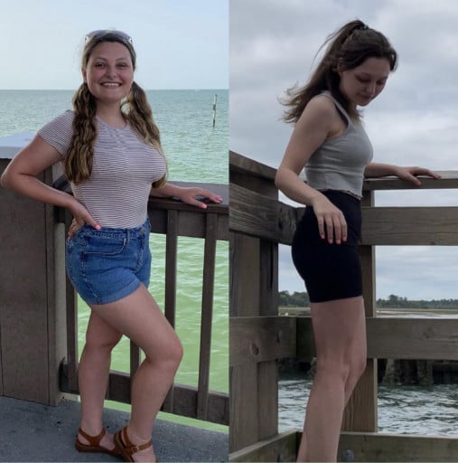 5'2 Female 42 lbs Fat Loss Before and After 150 lbs to 108 lbs