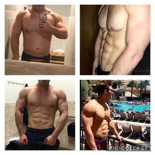 25 lbs Fat Loss Before and After 5'9 Male 210 lbs to 185 lbs