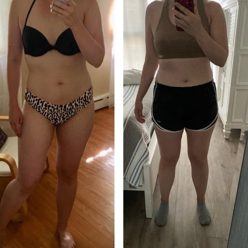 Before and After 22 lbs Weight Gain 5 feet 9 Female 167 lbs to 189 lbs