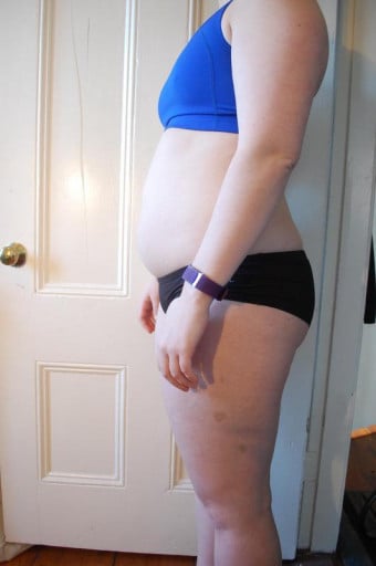 A progress pic of a 5'6" woman showing a snapshot of 180 pounds at a height of 5'6