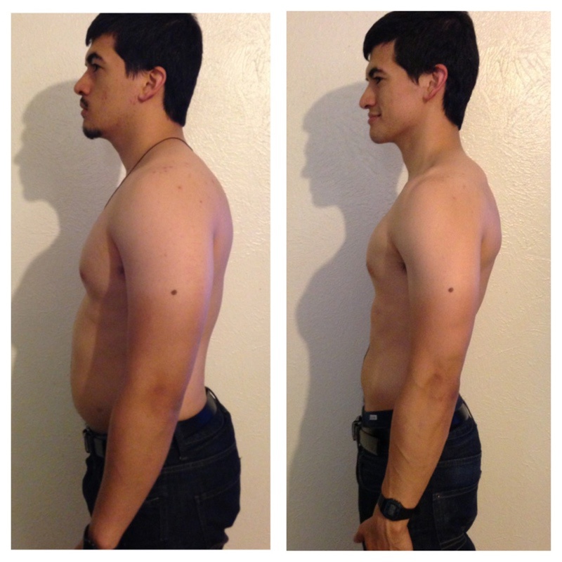 Before and After 40 lbs Fat Loss 5'7 Male 187 lbs to 147 lbs