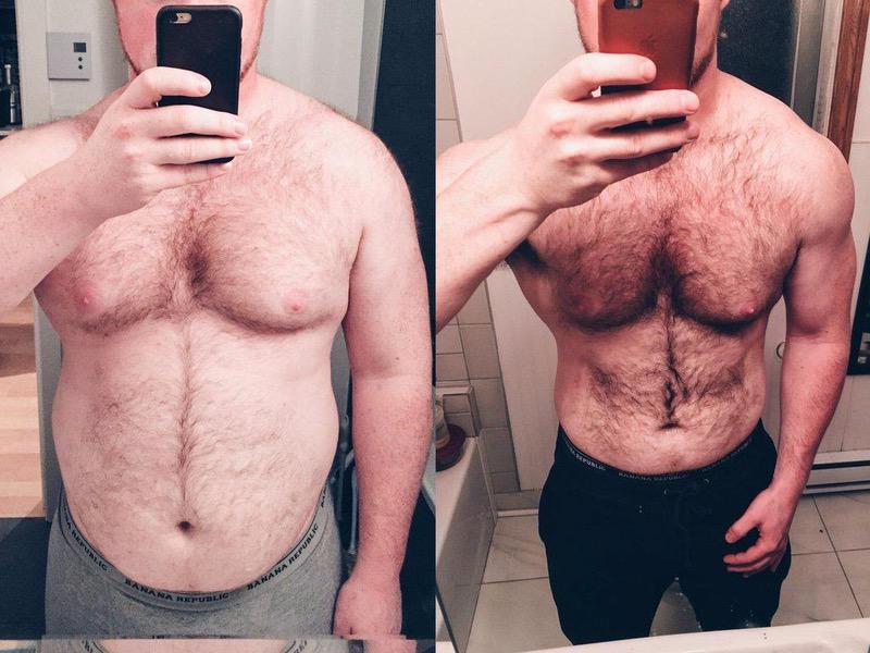 Before and After 50 lbs Fat Loss 6 foot 2 Male 285 lbs to 235 lbs