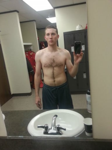 A progress pic of a 6'1" man showing a weight gain from 185 pounds to 210 pounds. A net gain of 25 pounds.