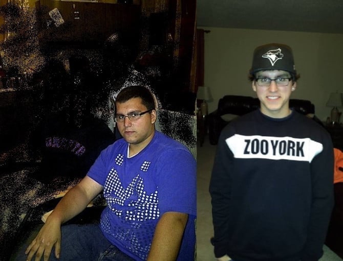 A picture of a 6'1" male showing a weight loss from 270 pounds to 200 pounds. A total loss of 70 pounds.