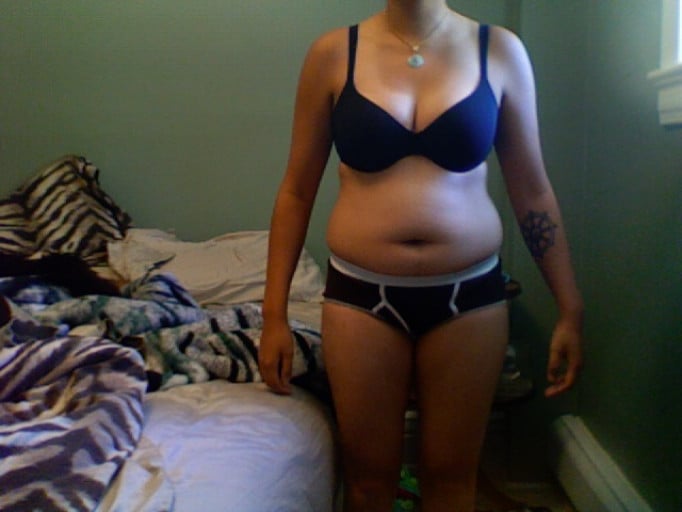 A photo of a 5'4" woman showing a snapshot of 130 pounds at a height of 5'4