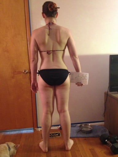 A progress pic of a 5'8" woman showing a snapshot of 167 pounds at a height of 5'8