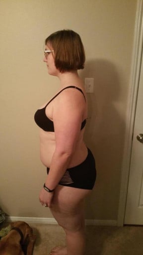 A progress pic of a 5'6" woman showing a snapshot of 213 pounds at a height of 5'6