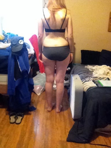 A picture of a 5'5" female showing a weight reduction from 132 pounds to 129 pounds. A net loss of 3 pounds.