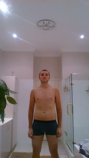 A before and after photo of a 6'0" male showing a snapshot of 198 pounds at a height of 6'0