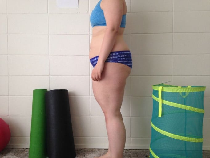 A progress pic of a 5'5" woman showing a snapshot of 200 pounds at a height of 5'5