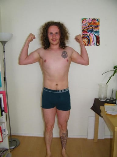 A photo of a 5'10" man showing a fat loss from 185 pounds to 175 pounds. A net loss of 10 pounds.