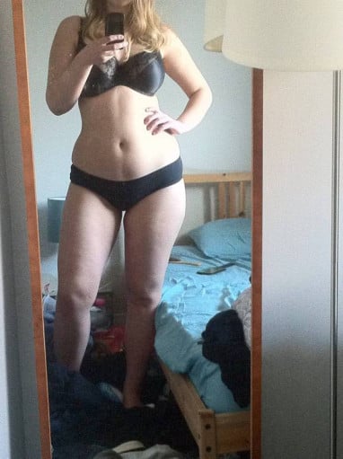 A progress pic of a 5'9" woman showing a weight cut from 192 pounds to 175 pounds. A total loss of 17 pounds.