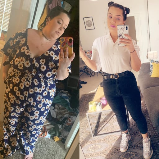Before and After 100 lbs Fat Loss 5 foot Female 226 lbs to 126 lbs