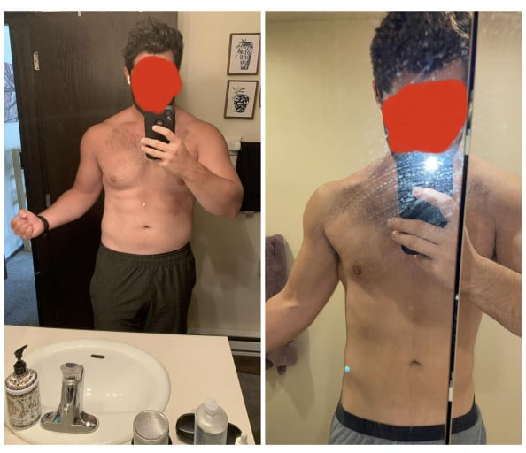 6 foot 1 Male Before and After 48 lbs Fat Loss 285 lbs to 237 lbs