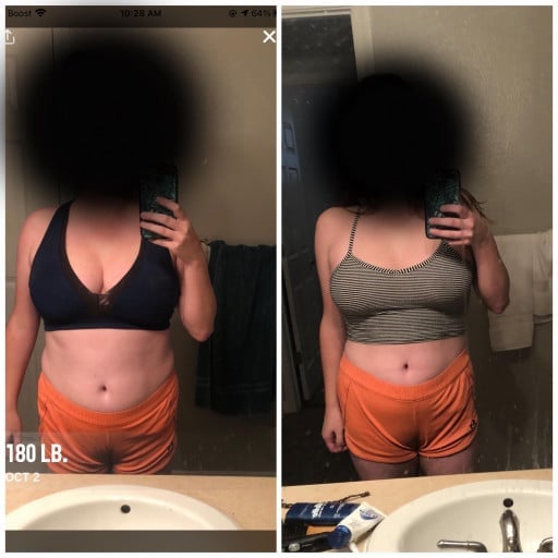 Progress Pics of 13 lbs Weight Loss 5'8 Female 180 lbs to 167 lbs